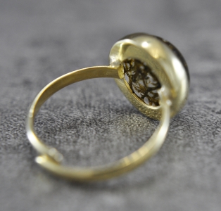 925 Silber - Echtes Moos - Ring - Verstellbar - Natur Inspiriert - 14K Vergoldet - Naturschmuck - Handmade - Unikat - Geschenk für Sie